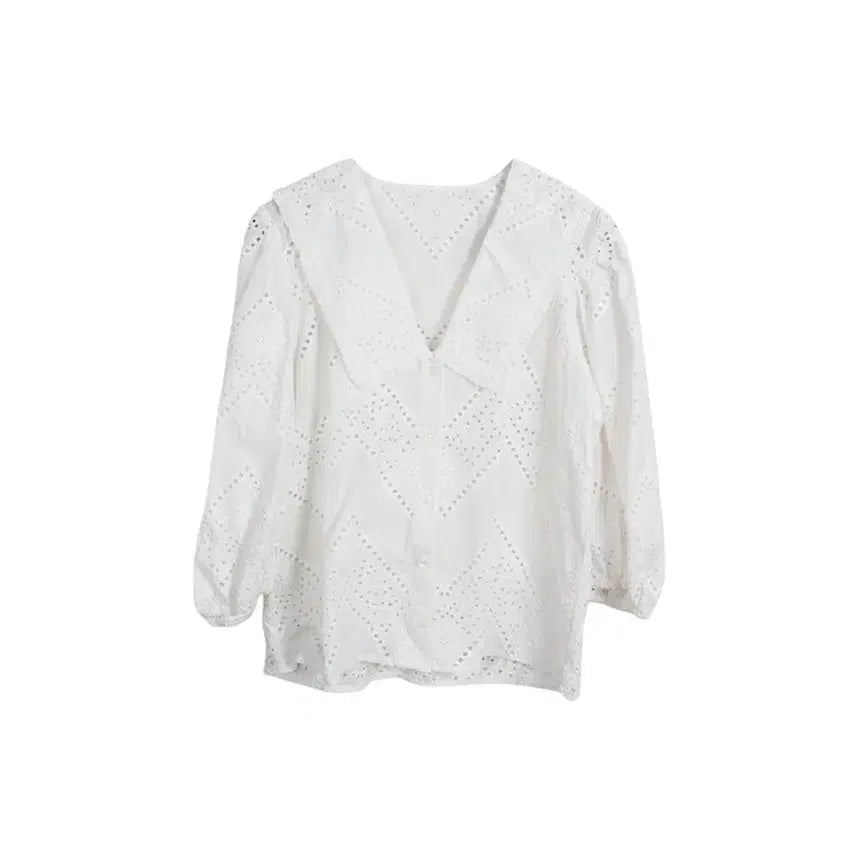 [BUNJANG] Women's Round Neck Punching Blouse / 여성77/ 세일러카라 펀칭 블라우스WT 29-94