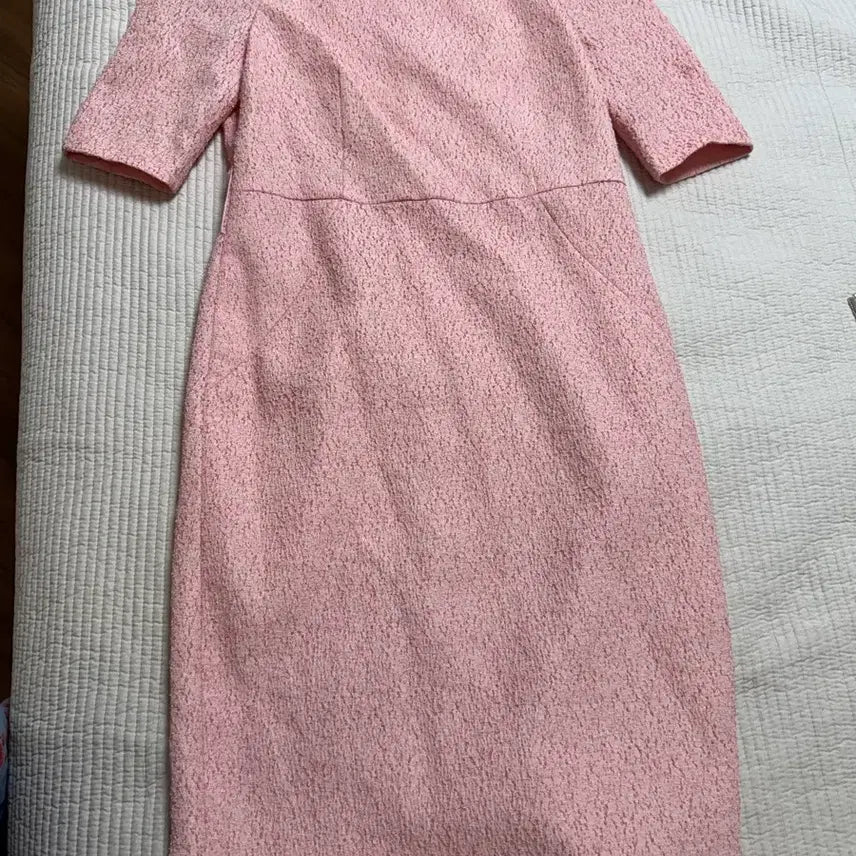 [BUNJANG] Moje Espoir Strawberry Milk Pink Tweed Midi Dress Size 55 / 모조에스핀 딸기우유 핑크 트위드 원피스 55