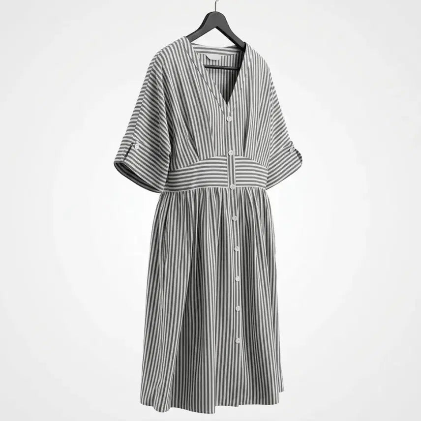 [BUNJANG] Satine Stripe Midi Dress / 여성66/ 샤틴 스트라이프 원피스