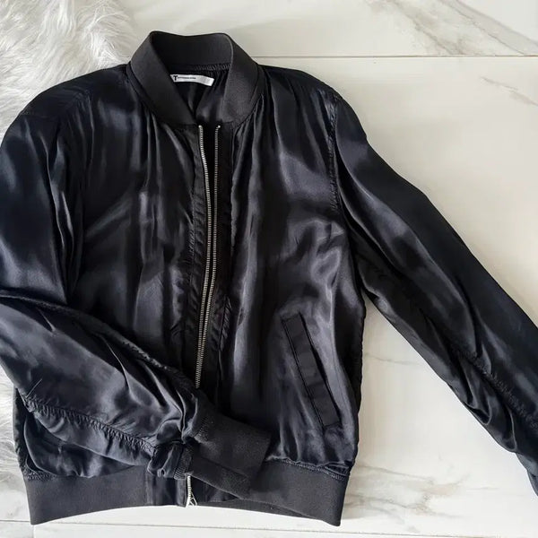 [BUNJANG] Alexander Wang Black Silk Bomber Jacket / 알렉산더왕 블랙 실크 봄버 자켓