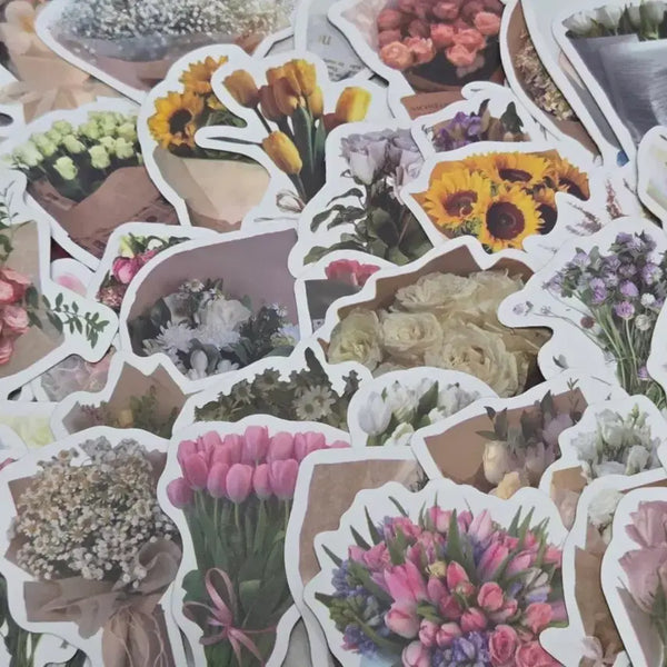 [BUNJANG] 50 Piece Flower Bouquet Die-Cut Stickers / [50조각] 꽃다발 조각스티커 인컷