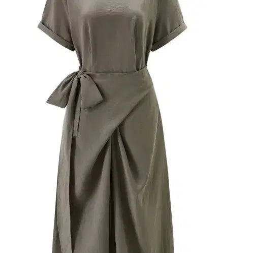 [BUNJANG] Wrap Midi Dress Khaki / 랩 원피스 카키색