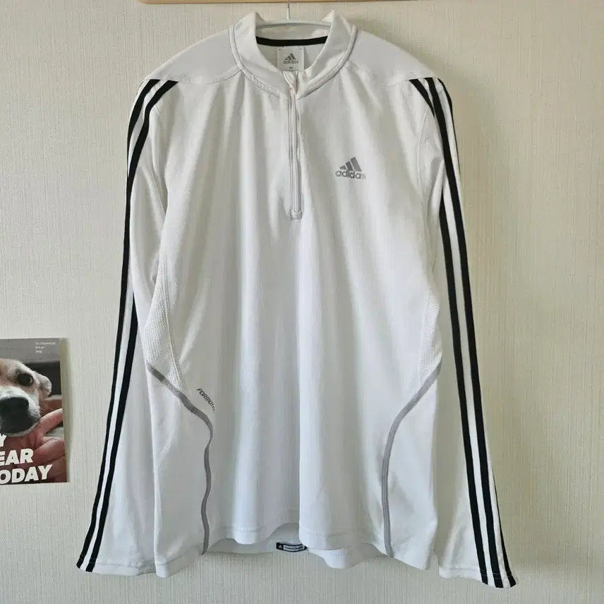 [BUNJANG] Adidas Functional Half-Zip Long Sleeve Athletic T-Shirt / 아디다스 기능성 반집업 긴팔 티셔츠 운동복