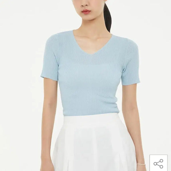 [BUNJANG] LAP Short Sleeve Knit (Sky Blue) / lap 반팔 니트 (소라색)
