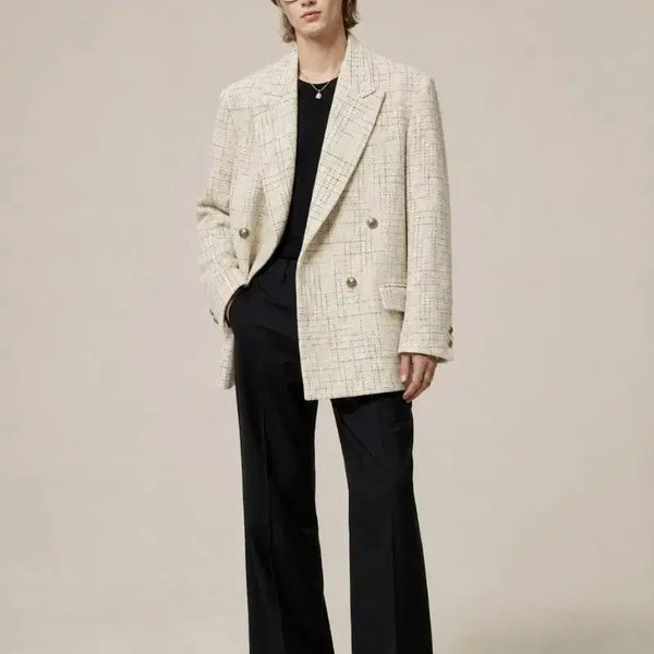 [BUNJANG] Carryover Ivory Tweed Oversized Jacket / 캐리오버/아이보리 트위드 오버 자켓 젠더리스/M/앨리스/1511