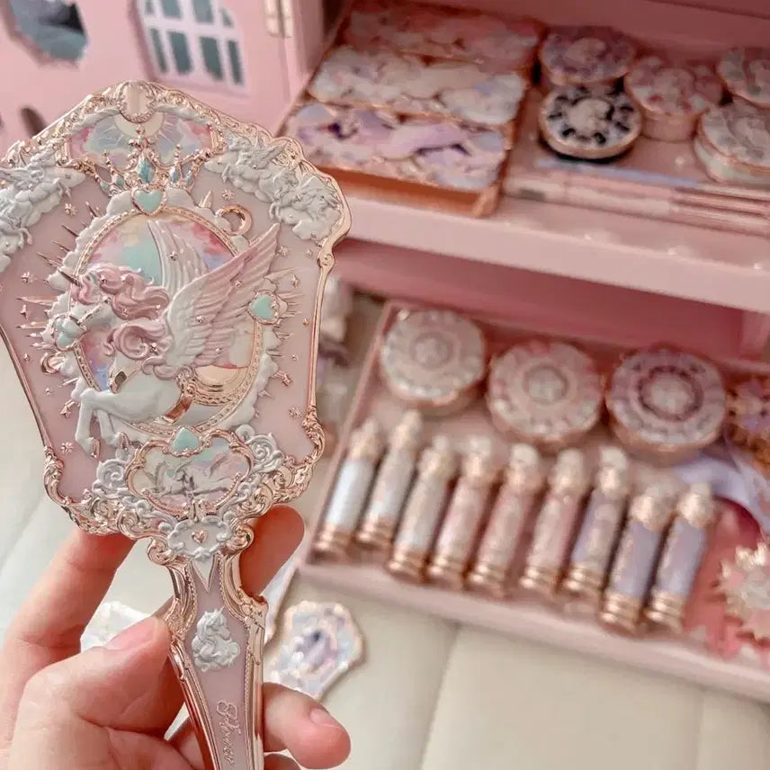 [BUNJANG] Flower Knows Knight Unicorn Hand Mirror Pink / (신상 현물)플라워노즈 나이트 유니콘 손거울 핑크