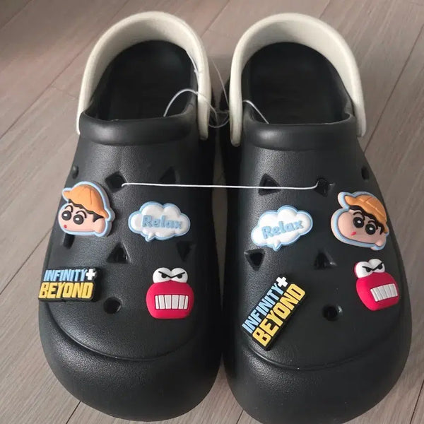 [BUNJANG] Crayon Shin-chan Black Crocs Sandals / 짱구 블랙 크록스 샌들