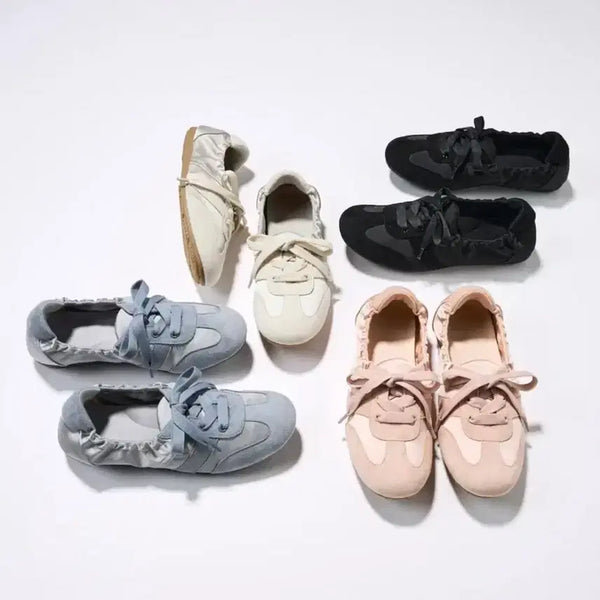 [BUNJANG] GU Jiyu Gathered Ballet Sneakers Black/Pink L / GU 지유 게더 발레 스니커즈 블랙/핑크 L