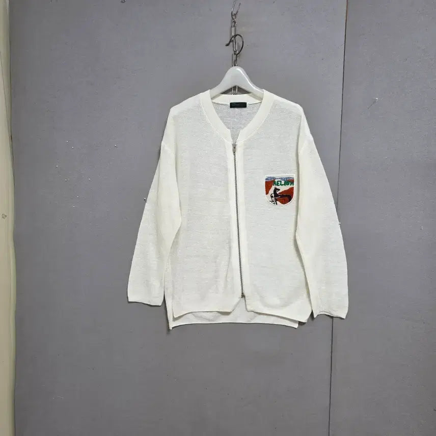 [BUNJANG] Benetton Linen Blend Zip-Up Knit Jumper (Size FF) / 베네통 린넨소재 집업 니트 점퍼 FF  n6166