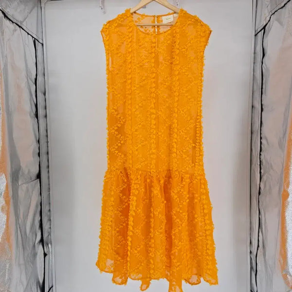 [BUNJANG] Maeve by Anthropologie Textured Floral Lace Dress Sunshine Yellow / Maeve by Anthropologie 텍스처 플로럴 레이스 원피스
