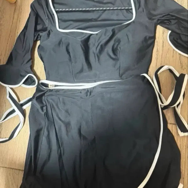 [BUNJANG] Square Neck Swimsuit + Skirt Set / 스퀘어넥 수영복+치마세트 구매가 18만원 새상품