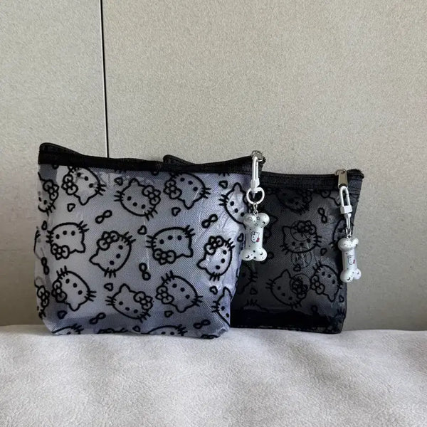 [BUNJANG] Hello Kitty Mini Mesh Pouch (White/Black) / 헬로키티 미니 메쉬파우치 화이트/블랙 새상품