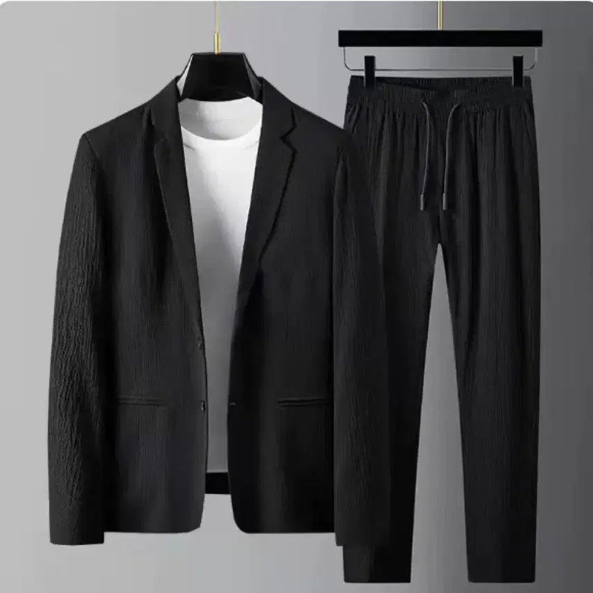 [BUNJANG] Men's Black Summer Jacket and Pants Set / 남자 여름 셋업 블랙 자켓 세트