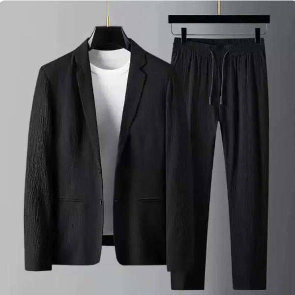 [BUNJANG] Men's Black Summer Jacket and Pants Set / 남자 여름 셋업 블랙 자켓 세트