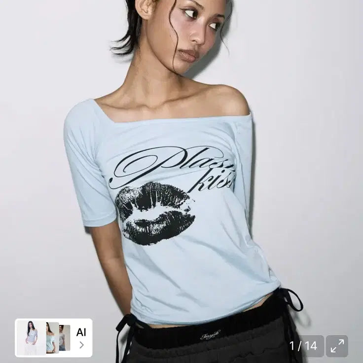 [BUNJANG] Fancy Club One Shoulder Top / 팬시클럽 플라스틱 키스 원숄더 탑