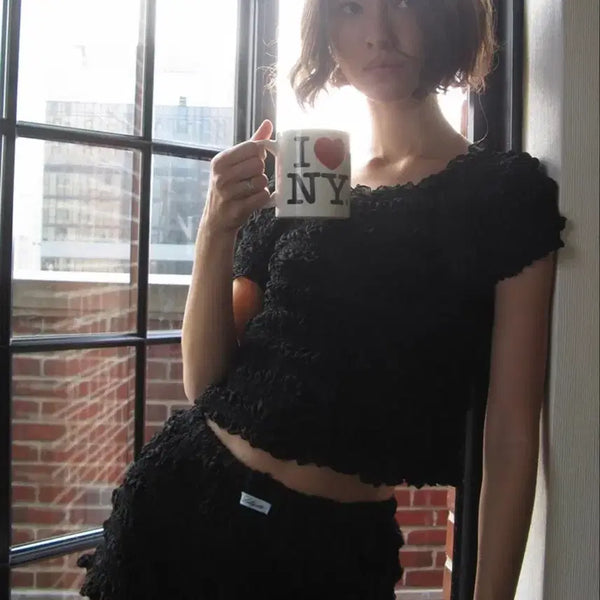 [BUNJANG] Lily Cots Smoke Blouse Black / 릴리코츠 스모크 블라우스 블랙
