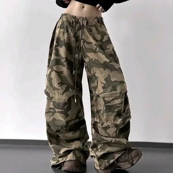 [BUNJANG] Military Cargo Jogger Pants - Khaki Camo / 바스락 카모바지 밀리터리팬츠 밀리터리바지 카키 카모 조거바지 조거팬츠