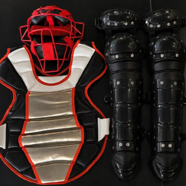 [BUNJANG] Chilji Island Ultra-Light Catcher's Mask, Gold Plated Protector, and Leg Guard Set - New / 칠지도 초경량 포수마스크, 금장프로텍터, 렉가드세트 신품팝니다.