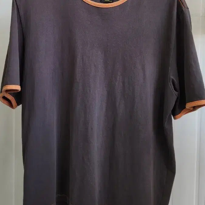 [BUNJANG] VDR Men's Grey Orange Color Block Short Sleeve T-Shirt / VDR 남성 그레이 오렌지 배색 반팔티셔츠