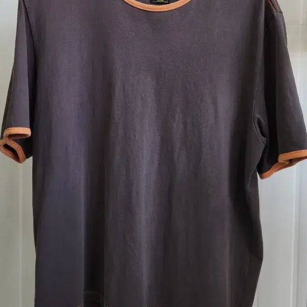 [BUNJANG] VDR Men's Grey Orange Color Block Short Sleeve T-Shirt / VDR 남성 그레이 오렌지 배색 반팔티셔츠
