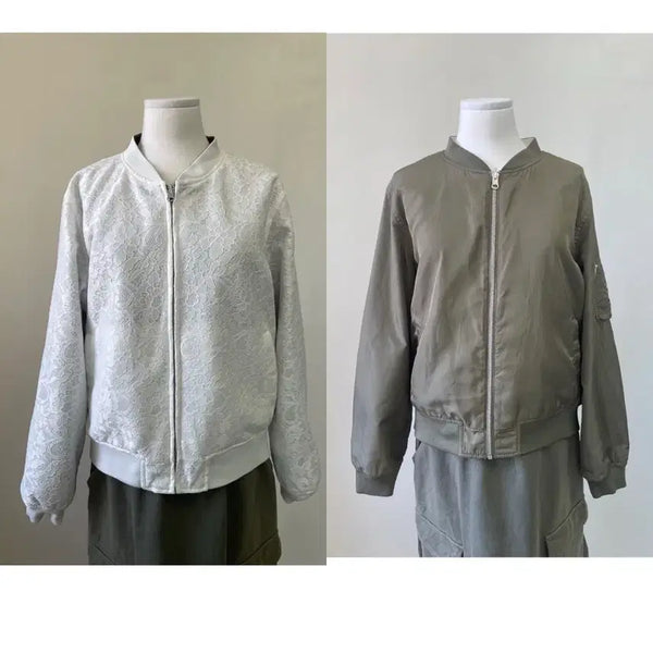 [BUNJANG] Vintage Flower Lace Reversible MA-1 Jacket / 빈티지 플라워 레이스 리버시블 ma1 자켓  y2k goa