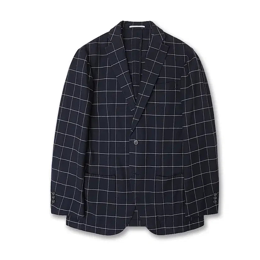 [BUNJANG] Hilton Navy Window Pane Check "Ring Jacket Design" Feather Jacket / 힐튼 [Hilton] 네이비 윈도우페인 체크 "링자켓 디자인" 피처 자켓