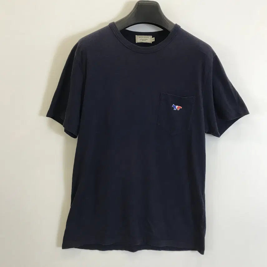 [BUNJANG] Maison Kitsuné Tricolor Fox Patch Short Sleeve T-Shirt Navy M / 메종키츠네 트리컬러 폭스패치 반팔 네이비 [M]