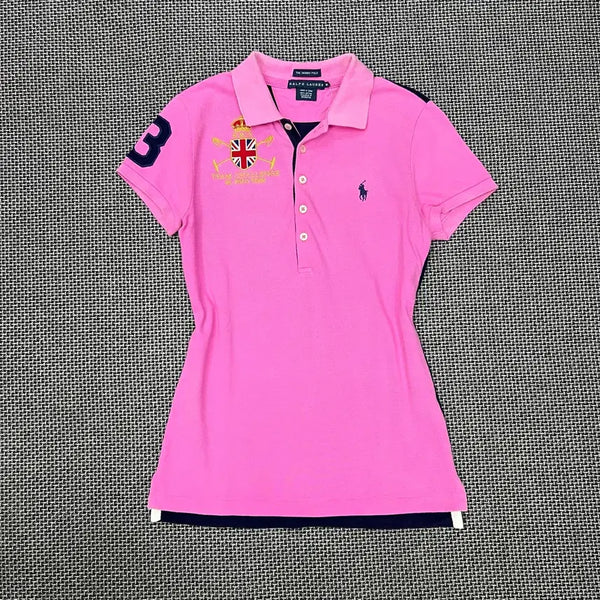 [BUNJANG] Ralph Lauren Pink/Navy Big Logo Slim Fit Polo T-Shirt / 랄프로렌 핑크네이비 빅로고 슬림핏 pk반팔