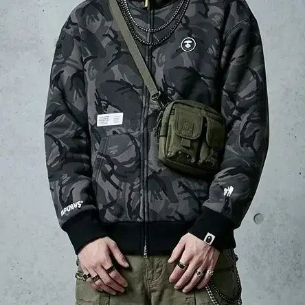 [BUNJANG] Ape Original Reversible Fleece Hooded Zip-Up 100 / 에이프 정품 리버시블 플리스 후드 집업100