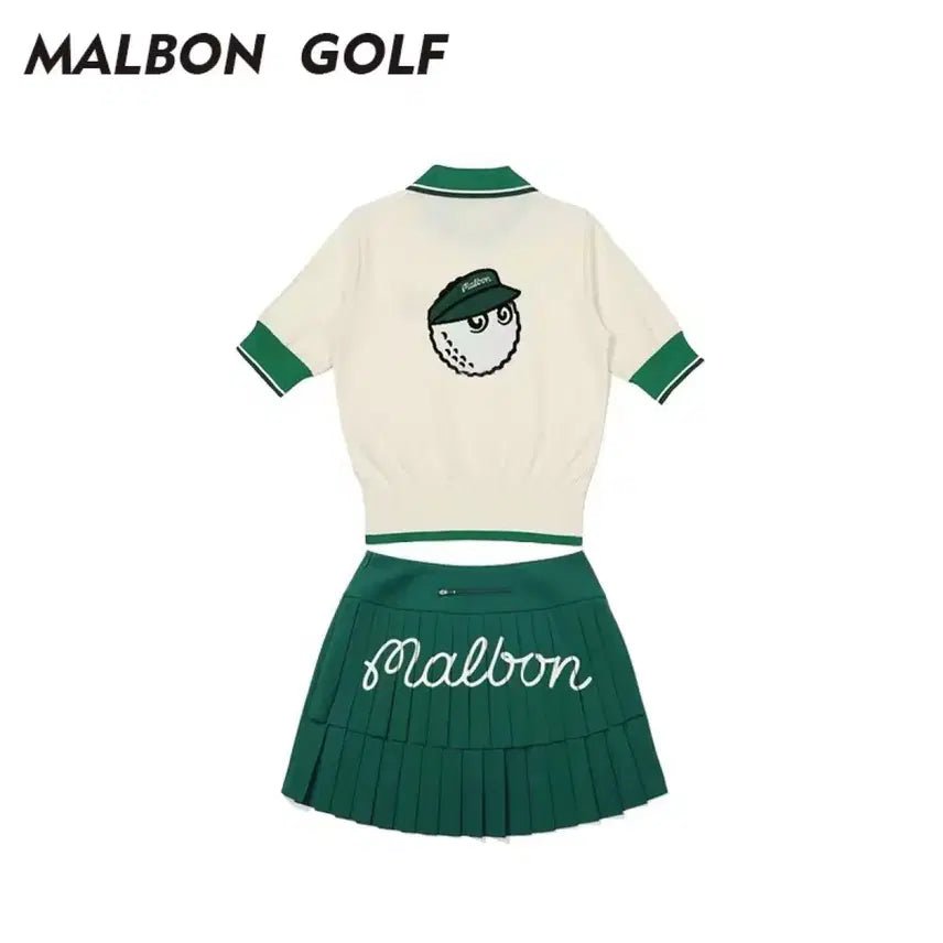 [BUNJANG] Malbon Golf Women's Short Sleeve T-Shirt and Skirt Set / Malbon 말본 골프웨어 여성 반팔/스커트 세트