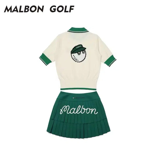 [BUNJANG] Malbon Golf Women's Short Sleeve T-Shirt and Skirt Set / Malbon 말본 골프웨어 여성 반팔/스커트 세트
