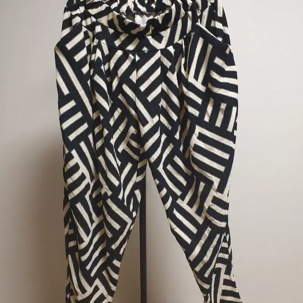 [BUNJANG] Black Pattern Women's Pants (Free Size) / (새상품)블랙 패턴 여성 바지 free size
