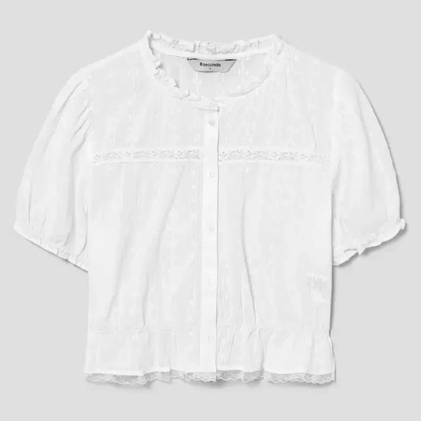 [BUNJANG] 8seconds Eyelet Short Sleeve Blouse White / (새상품) 에잇세컨즈 아일릿 반소매 블라우스 화이트