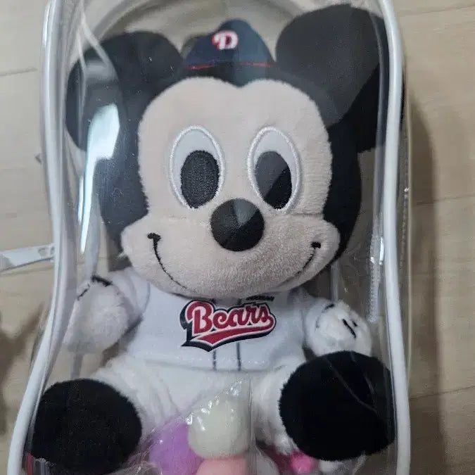 [BUNJANG] Doosan Bears Mickey Mouse Plush Keychain with Pouch / 두산베어스 미키마우스 인형키링