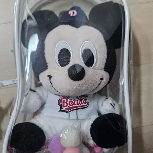 [BUNJANG] Doosan Bears Mickey Mouse Plush Keychain with Pouch / 두산베어스 미키마우스 인형키링