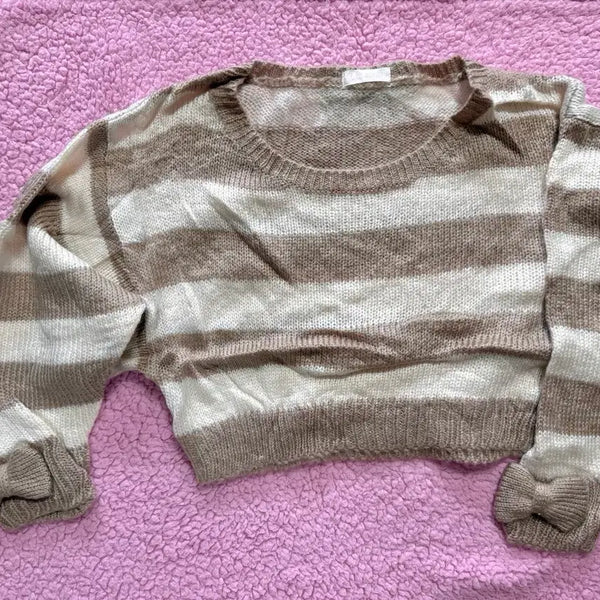 [BUNJANG] LIZ LISA Classic Stripe Cropped Knit / 리즈리사 고전 스트라이프 크롭 니트 히메카지 히메갸루 라떼갸루
