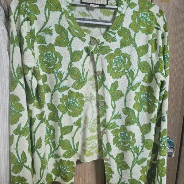 [BUNJANG] Gucci Floral Knit Cardigan Green S / 구찌 플로럴 니트 가디건 그린 S