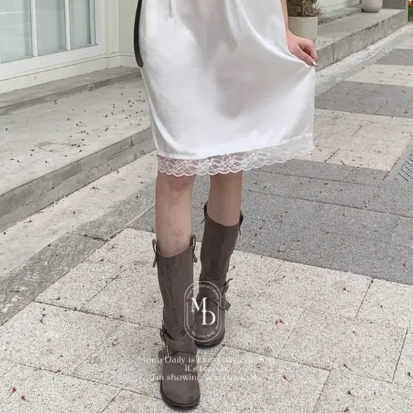 [BUNJANG] Mono Daily Allé Lace White Skirt (Elastic Waistband) / (1회칙용) 모노데일리 올리 레이스 화이트 스커트 (허리 밴딩)