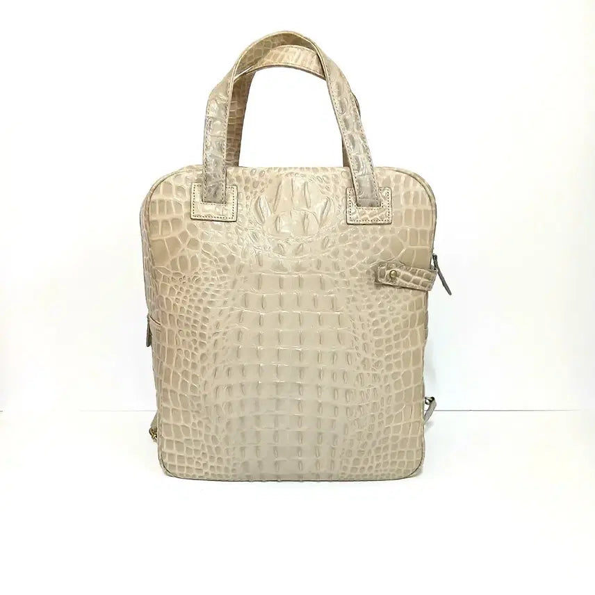 [BUNJANG] Jolie Femme Crocodile Pattern Leather Tote Backpack Beige / 악어 무늬 가죽 토트백 베이지:공용