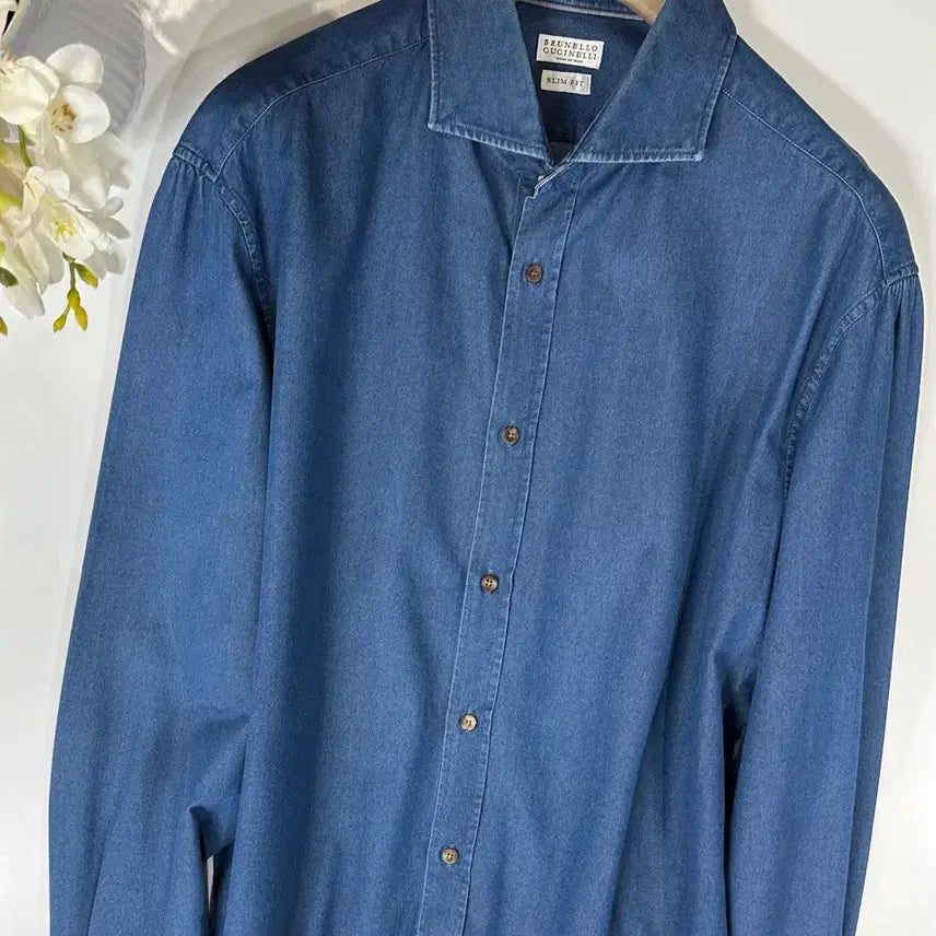 [BUNJANG] Brunello Cucinelli Slim Fit Denim Shirt Navy / 브루넬로 쿠치넬리 데님 셔츠 슬림핏 네이비