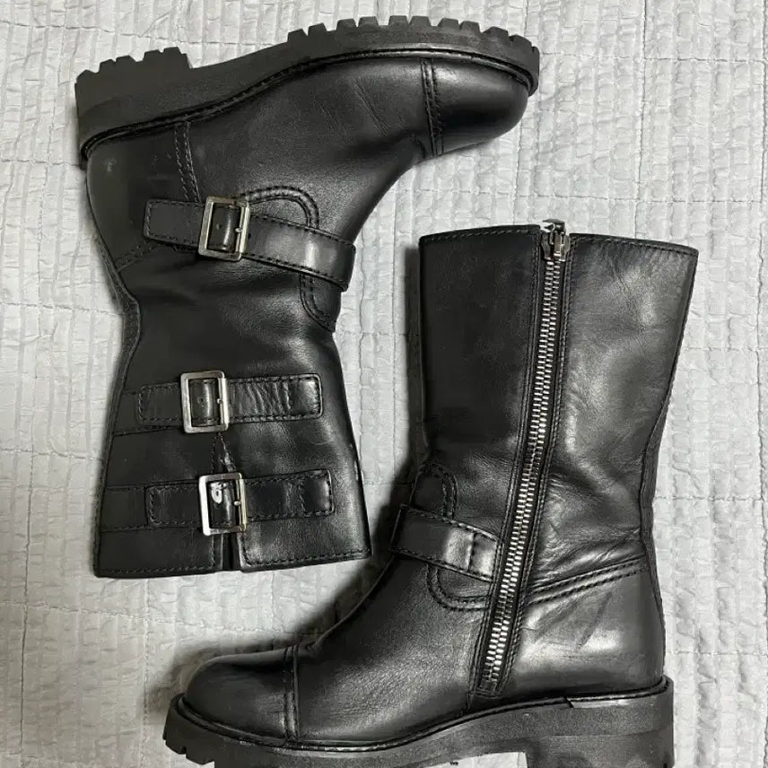 [BUNJANG] PRADA Black Leather Engineer Boots / PRADA 프라다 블랙 레더 엔지니어 부츠 [38]