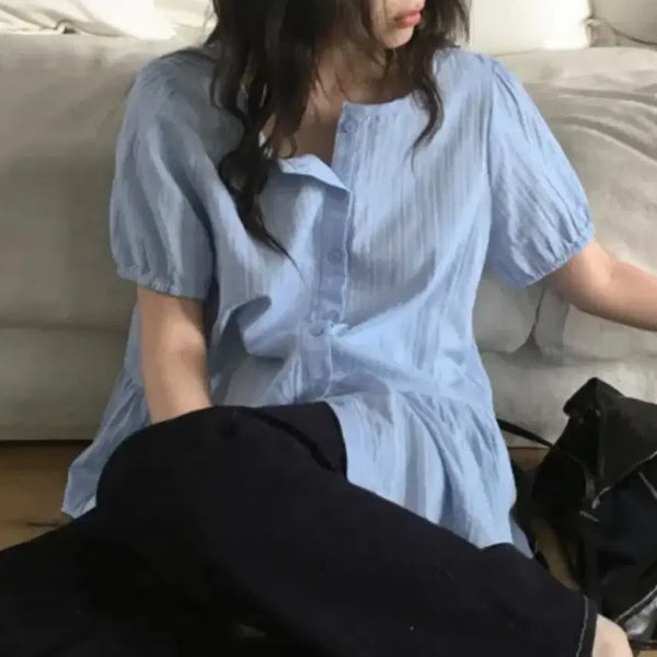 [BUNJANG] Ablie Short-Sleeve Blouse Shirt / 에이블리 반팔 셔츠 블라우스