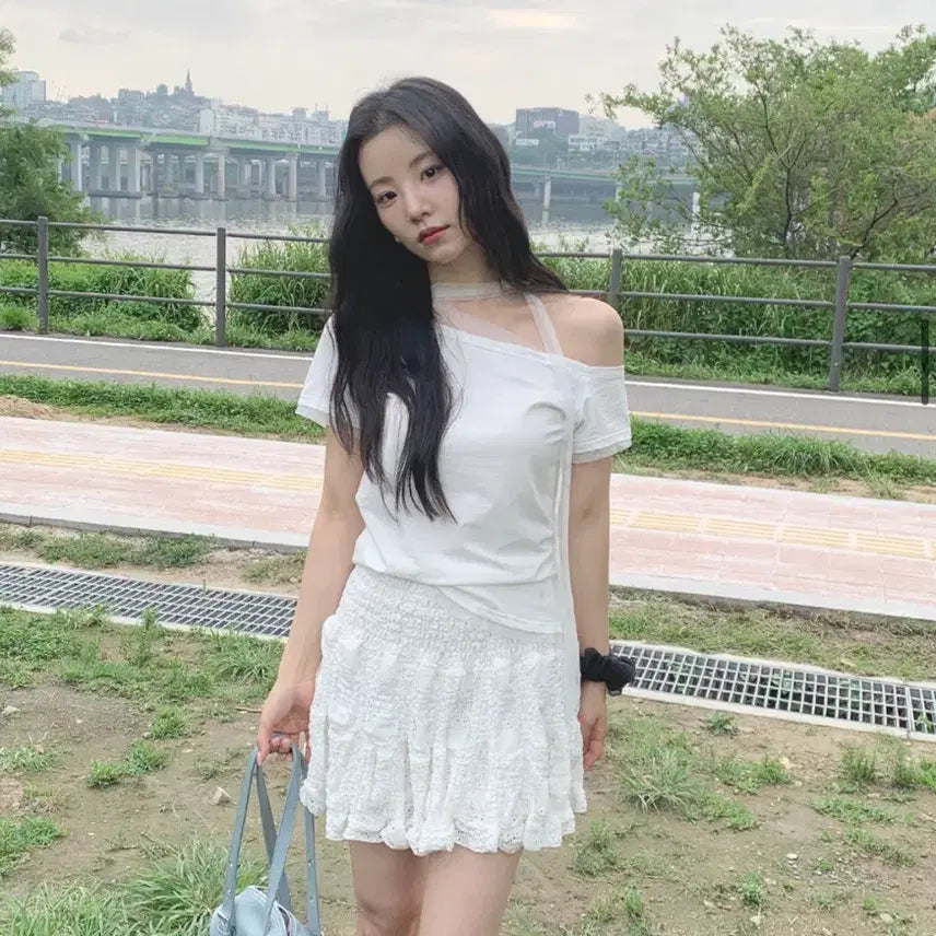 [BUNJANG] Monodaily White Lace Summer Wallet Skirt (Free Size) / (새상품) 모노데일리 왈렛 스커트 화이트 레이스 여름 free