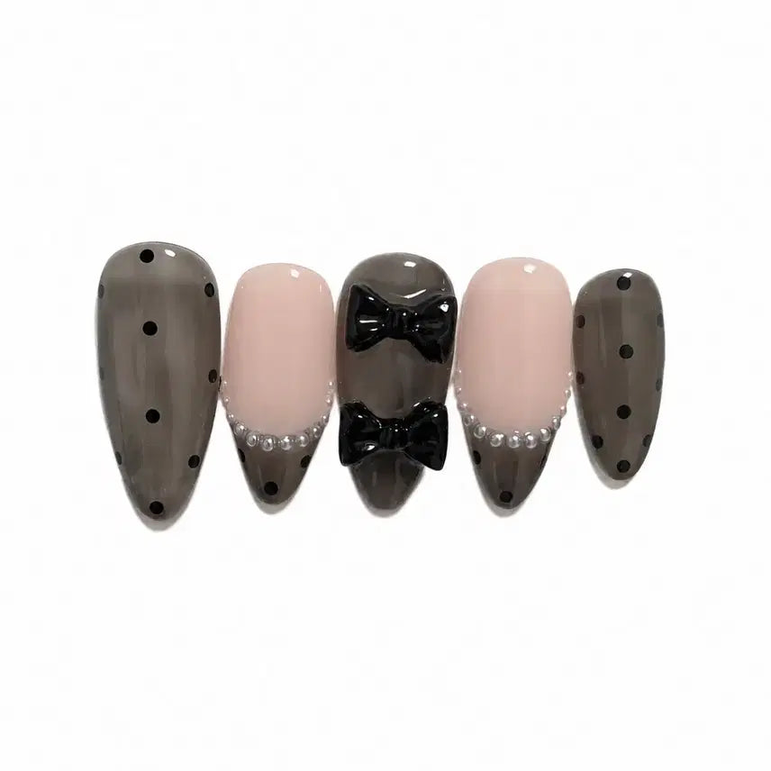 [BUNJANG] Smoky Ribbon Nail Tips Set / 스모키리본 네일팁