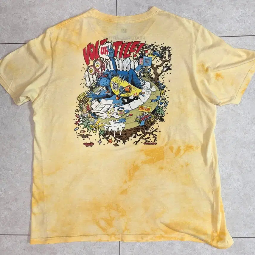 [BUNJANG] 2007 Volcom Jim Phillips "VOLATILE!" Tie-Dye Skate T-Shirt / 07s VOLCOM VINTAGE SKATE T-SHIRT