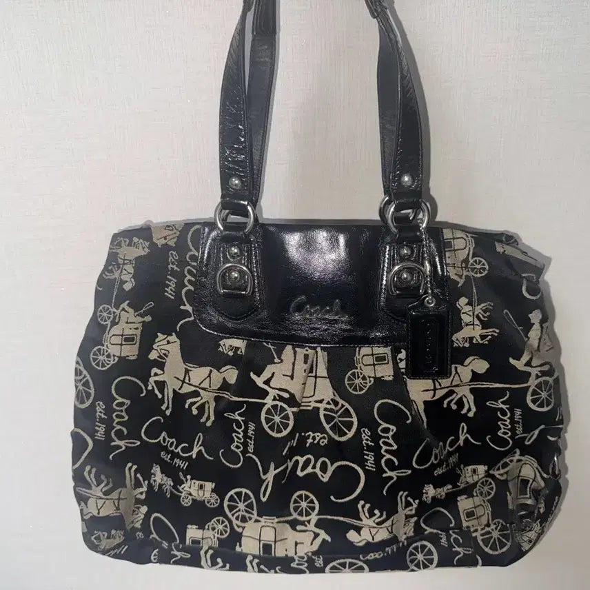 [BUNJANG] Coach Matcha Pattern Shoulder Bag Black / 코치 y2k 마차 패턴 숄더백 블랙
