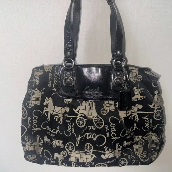 [BUNJANG] Coach Matcha Pattern Shoulder Bag Black / 코치 y2k 마차 패턴 숄더백 블랙