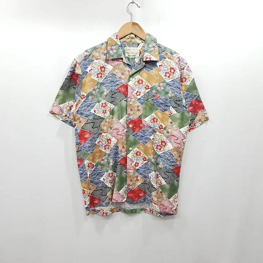 [BUNJANG] Vintage Patchwork Hawaiian Cotton Short Sleeve Shirt Men's M / JPN 빈티지 패턴 패치워크 하와이안 코튼 면 반팔 셔츠 남M R111