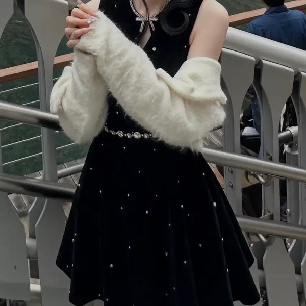 [BUNJANG] Bijoux Embellished Black One-Piece Dress / 생일상 스나계 참전복 원피스 드레스 비쥬 블랙