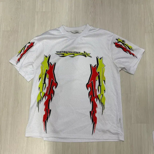 [BUNJANG] Fetch Sunday Racing Short Sleeve T-Shirt White M / 페치선데이 fetch 레이싱 반팔 티셔츠 화이트 M 사이즈
